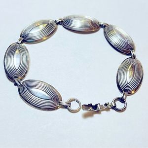 Vintage Marked BEAU Sterling Silver Disk Link Bracelet Modernist 1/2” x …